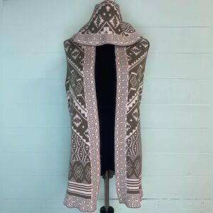 Hippie Rose Soft Aztec Hooded Cardigan- SIZE SMALL